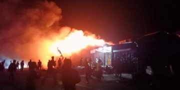 Kebakaran terjadi di Kampung Gelampang Wih Tenang Uken, Kecamatan Permata, Kabupaten Bener Meriah. (Foto: Ist)