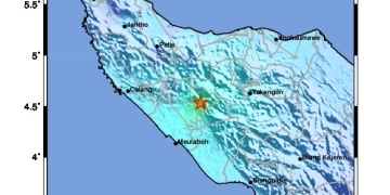 Badan Meteorologi, Klimatologi, dan Geofisika (BMKG) melaporkan titik pusat gempa dilaporkan berada di 36 km dari timur laut, Nagan Raya. (Foto: Ist)