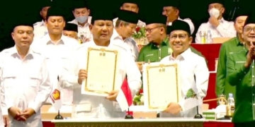Deklarasi koalisi Partai Gerindra dan PKB di SICC, Kabupaten Bogor, Jawa Barat, Sabtu (13/8/2022). ANTARA/HO-Partai Gerindra