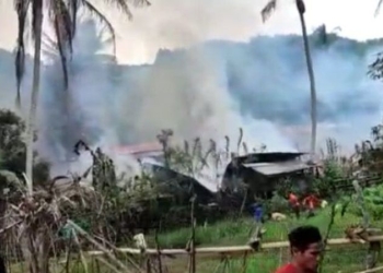 Tangkapan layar video kebakaran rumah warga di Dusun Telege Durin, Desa Pasir, Kecamatan Tripe Jaya, Gayo Lues, Senin (22/8/2022). (Foto: Dok. BPBA)
