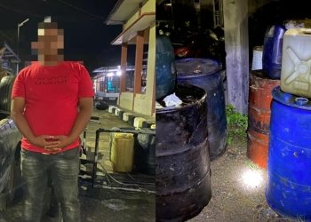 Polisi menangkap pelaku yang mengangkut satu ton lebih bahan bakar minyak (BBM) subsidi di Desa Jangka Masjid, Kecamatan Jangka, Kabupaten Bireuen, Rabu, (31/8/2022). (Foto: Ist)