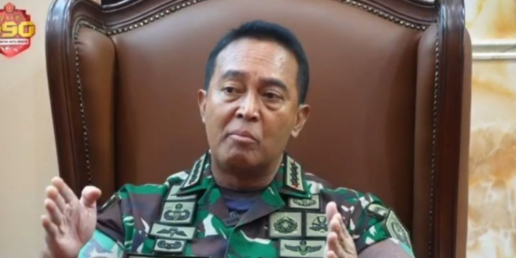 Tangkapan layar Panglima TNI Jenderal TNI Andika Perkasa. (ANTARA/Muhammad Zulfikar).