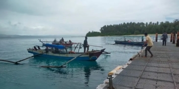 Dermaga Pulau Simeuleu Cut, pulau terluar NKRI, di Simeulue, Aceh, Jumat (18/11/2022). (ANTARA/Ade Irwansah)