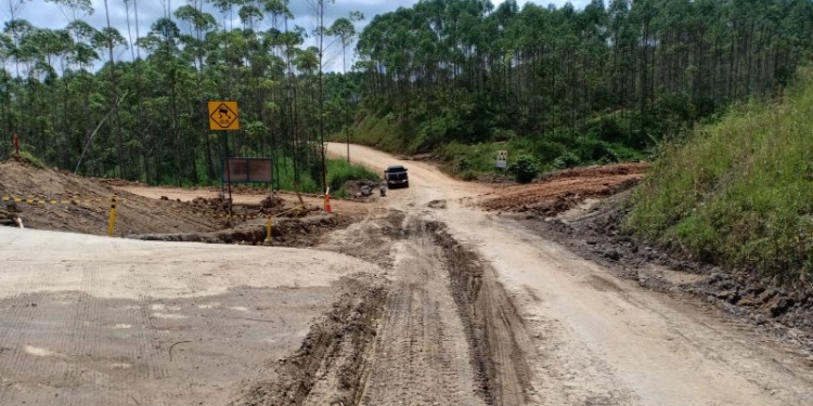 Infrastrukur jalan di IKN, Kalimantan Timur, yang sedang dalam taraf penyelesaian. ANTARA/Ahmad Wijaya