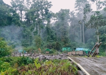 Lokasi kamp di tambang 81 yang dibakar kawanan bersenjata Bocor Sobolim, Sabtu malam, di Kabupaten Pegunungan Bintang, Papua. ANTARA/HO-Polres Pegunungan Bintang