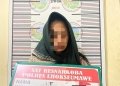 E (28) seorang wanita asal Kecamatan Seunuddon, Aceh Utara tersangka penyalahgunaan narkoba jenis sabu. (Dok. Polresta Lhokseumawe)