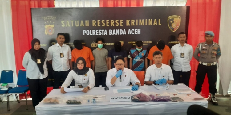 Konferensi pers, di Polresta Banda Aceh, Senin (14/11/2022) siang