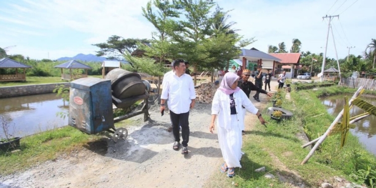 Kepala Dinas Kebudayaan dan Pariwisata (Disbudpar) Aceh, Almunizal Kamal, saat tinjau kemajuan pembangunan dermaga di Desa Nusa, Kecamatan Lhoknga, Aceh Besar, Jumat (28/10/2022). (Dok. Ist)