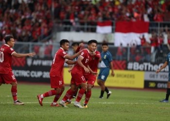 Pemain Timnas Indonesia Syahrian Abimanyu (17) merayakam gol pertama Timnas Garuda saat melawan Brunei Darussalam pada laga Piala AFF di Stadion Kuala Lumpur, Malaysia, Senin (26/12/2022). ANTARA/HO-PSSI