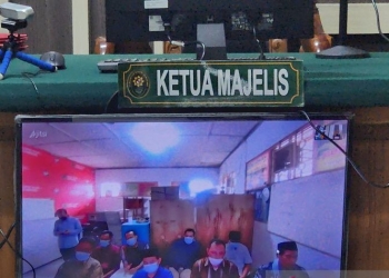 Delapan kades di Demak menjalani persidangan secara daring di Pengadilan Tipikor Semarang, Kamis (8/12/2022). ANTARA/ I.C.Senjaya