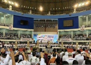 Pelaksanaan Rakornas Apdesi di Balikpapan Sport and Convention Center Dome Balikpapan, Minggu. (Biro Adpim Pemprov Kaltim)