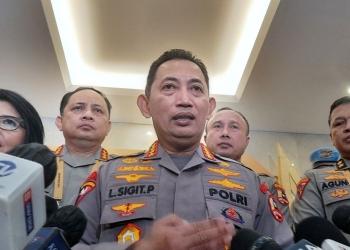 Kapolri Jenderal Pol. Listyo Sigit Prabowo memberikan keterangan pers usai menghadiri kegiatan Rapim Polri 2023 di Jakarta, Kamis (9/2/2023). (ANTARA/Laily Rahmawaty)