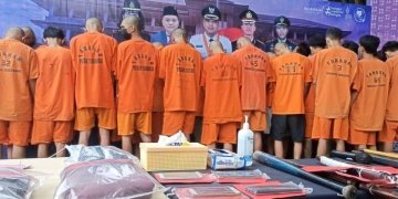 Kepolisian Resor Kota (Polresta) Tangerang telah menangkap sebanyak 38 orang anggota gangster yang meresahkan warga setempat sejak beberapa pekan terakhir. (Azmi Samsul Maarif)