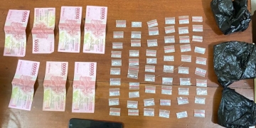 Barang bukti penangkapan SP warga Desa Semoi Dua, Kecamatan Sepaku, Kabupaten Penajam Paser Utara, saat diamankan polisi (ANTARA/HO)