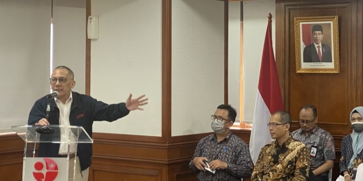 Kepala Badan Riset dan Inovasi Nasional (BRIN) Laksana Tri Handoko dalam konferensi pers di Kantor BRIN, Jakarta Pusat, Jumat (10/2/2023). (ANTARA/AstridFaidlatulHabibah)