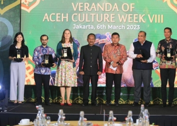Acara Beranda Pekan Kebudayaan Aceh (PKA) ke VIII di Le Meridien Hotel, Jakarta Pusat, Senin (6/3/2023) malam. (Dok. Disbudpar Aceh)