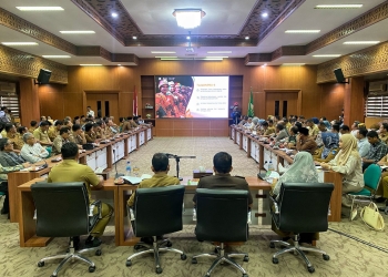 Rapat Koordinasi Persiapan Pelaksanaan Pekan Kebudayaan Aceh (PKA) ke VIII di Gedung Serbaguna Kantor Gubernur Aceh, Selasa (14/3/2023). (Dok. Disbudpar Aceh)
