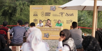 Konferensi pers Tour de Aceh 2023 di Maha Corner Cafe, Lhoknga, Aceh Besar, Rabu sore, (8/3/2023). (Dok. Disbudpar Aceh)