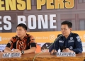 Pihak Polres Bone saat melakukan konferensi Pers terkait pelecehan seksual di salah satu puskesmas di Bone, Jumat (17/03/2023). (Foto: ANTARA/HO-Humas Pemkab Bone)
