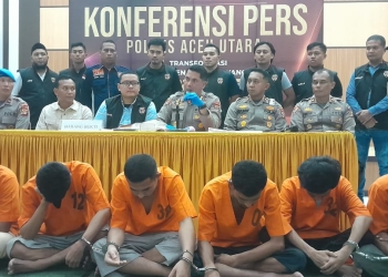 Polres Aceh Utara ungkap 8 kasus pencurian sepeda motor dan mengamankan 7 orang tersangka. (Foto: Alibi/Dok. Polres Aceh Utara)