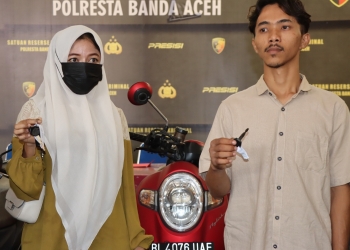 Polresta Banda Aceh serahkan sejumlah sepeda motor warga, Selasa (11/4/2023). (Foto: Alibi/Dok. Polresta Banda Aceh)