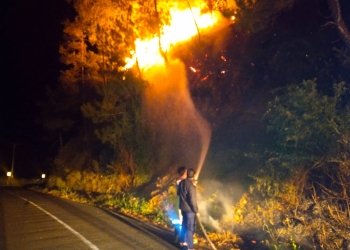 Petugas memadamkan api yang hanguskan 1,5 hektare lahan di Gampong Mendale, Kecamatan Bintang, Kabupaten Aceh Tengah, Aceh, pada Minggu (16/4/2023). (Foto: Alibi/Dok. BPBA)