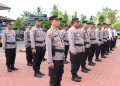 Polres Aceh Utara laksanakan apel gelar pasukan Operasi Ketupat 2023 di halaman polres setempat, Senin (17/4/2023). (Foto: Alibi/Dok. Polres Aceh Utara)