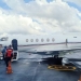 Pesawat Hawker 800 asal Singapura menjemput turis asing yang mengalami depresi di Simeulue, Aceh Sabtu (1/4/2023). (Foto: Antara/Ho-Kesbangpol Simeulue)