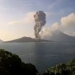 CCTV merekam lontaran abu vulkanik dari Gunung Anak Krakatau saat gunung api di perairan Selat Sunda, Provinsi Lampung, itu mengalami erupsi pada Sabtu pagi (13/5/2023). (Foto: Dok. PVMBG)