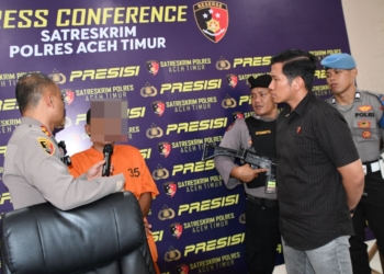 AS (50) warga Desa Ujong Tunong, Kecamatan Julok, Kabupaten Aceh Timur ditetapkan sebagai tersangka penipuan rekrutmen PPS. (Foto: Alibi/Dok. Polres Aceh Timur)