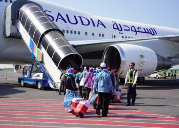 Proses penerbangan jemaah haji Indonesia menuju Arab Saudi. (Foto: Alibi/Dok. Kemenag RI)