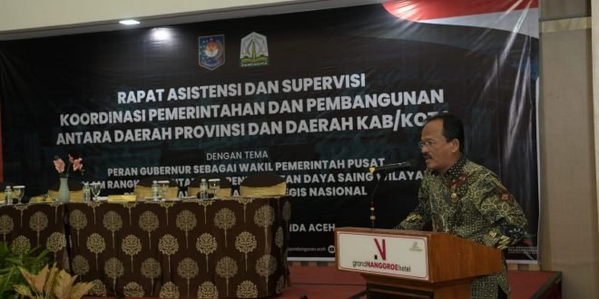Asisten II Sekda Aceh, Mawardi, membuka Rapat Asistensi dan Supervisi Koordinasi Pemerintahan dan Pembangunan Antara Pemerintah Daerah dan Kabupaten/Kota, di Banda Aceh, Kamis (15/6/2023). (Foto: Alibi/Dok. Humas Pemerintah Aceh)