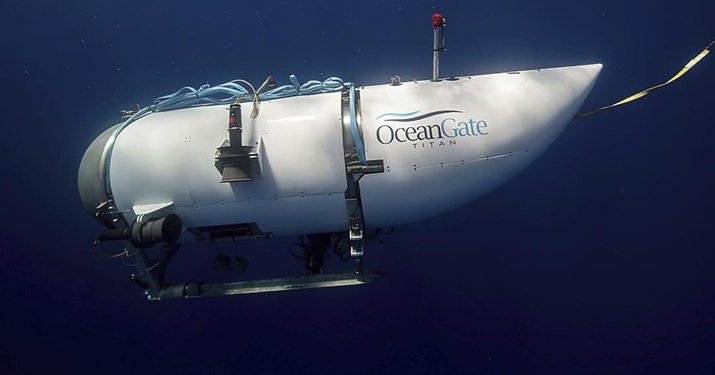 Foto yang disediakan oleh OceanGate Expeditions ini menunjukkan sebuah kapal selam bernama Titan yang digunakan untuk mengunjungi lokasi reruntuhan Titanic. (Foto: Dok. AP)