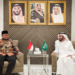 Menag RI Yaqut Cholil Qoumas bertemu Menhaj Saudi Taufiq F Al Rabiah di Makkah. (Foto: Alibi/Dok. Kemenag RI)