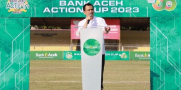 Direktur Utama Bank Aceh, Muhammad Syah melakukan pembukaan Bank Aceh Action Cup 2023. (Foto: Alibi/Dok. Bank Aceh)