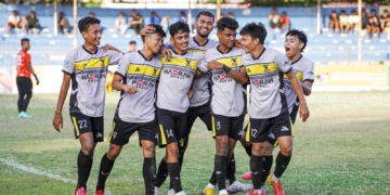 Pemain PSKD Kajhu melakukan selebrasi usai mencetak gol ke gawang Rimueng Meuaneuk FC. (Foto: Alibi/Dok. Bank Aceh)
