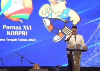 Menpora RI Dito Ariotedjo secara resmi menutup PORNAS XVI Korps Pegawai Republik Indonesia (KORPRI) 2023 di Semarang, Jawa Tengah, Jumat (21/7/2023). (Foto: Alibi/Dok. Humas Pemerintah Aceh)