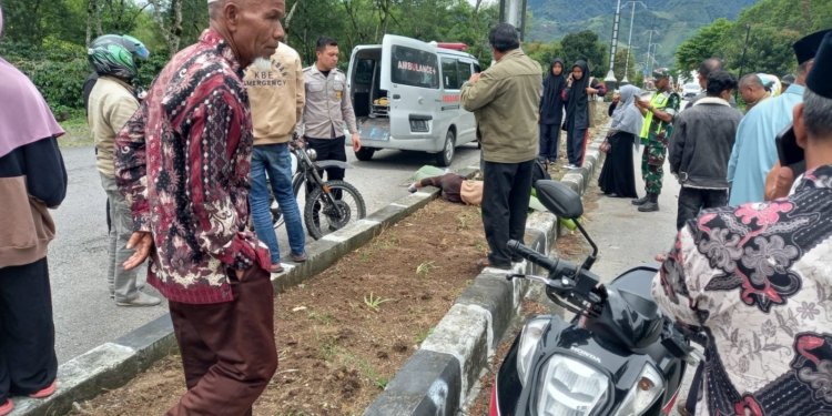 Tempat kejadian perkara kecelakaan lalu lintas tunggal di Kampung Serule Kayu, Kecamatan Bukit, Kabupaten Bener Meriah, Aceh. (Foto: Alibi/Dok. Polres Bener Meriah)