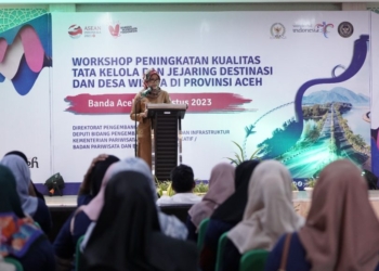 Sosialisasi peningkatan kualitas tata kelola jejaring destinasi dan desa wisata di Aceh. (Foto: Alibi/Dok. Disbudpar Aceh)
