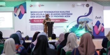 Sosialisasi peningkatan kualitas tata kelola jejaring destinasi dan desa wisata di Aceh. (Foto: Alibi/Dok. Disbudpar Aceh)