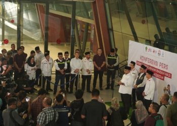 Konferensi pers penutupan masa operasional haji, di Bandara Soekarno Hatta, Jakarta. (Foto: Alibi/Dok. Kemenag RI)