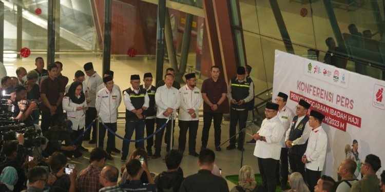 Konferensi pers penutupan masa operasional haji, di Bandara Soekarno Hatta, Jakarta. (Foto: Alibi/Dok. Kemenag RI)