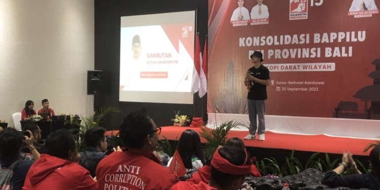 Ketua Umum DPP PSI Kaesang Pangarep saat Konsolidasi Bappilu PSI Bali di Badung, Sabtu (30/9/2023). (Foto: Dok. Antara/Ni Putu Putri Muliantari)