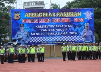 Apel gelar pasukan Operasi Zebra Seulawah-2023 di Mapolda Aceh, Senin (4/9/2023). (Foto: Alibi/Dok. Polda Aceh)