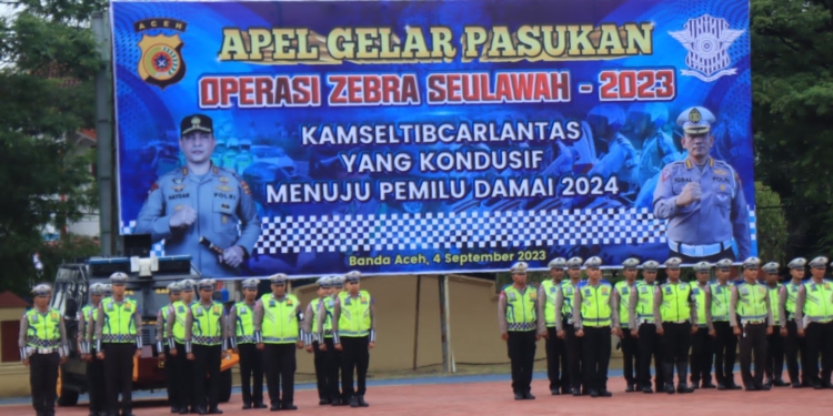 Apel gelar pasukan Operasi Zebra Seulawah-2023 di Mapolda Aceh, Senin (4/9/2023). (Foto: Alibi/Dok. Polda Aceh)