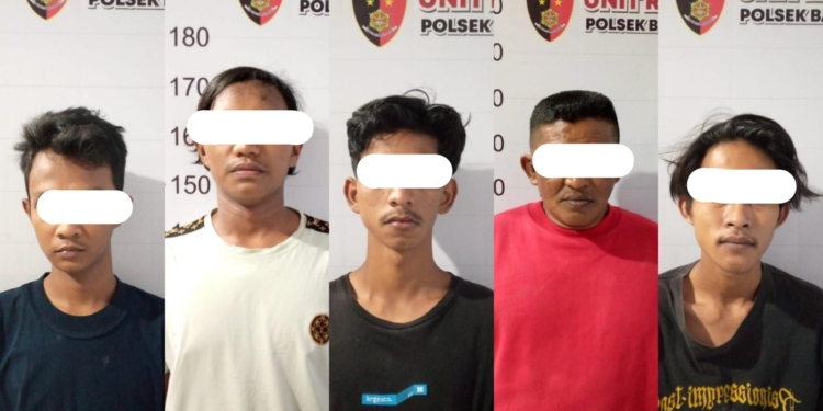 Polsek Banda Sakti menangkap lima pemakai dan penjual narkotika jenis sabu-sabu. (Foto: Alibi/Dok. Polres Lhokseumawe)