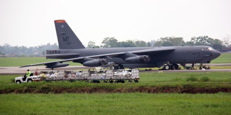 Foto Arsip - Bomber B-52H Stratofortress milik United States Pacific Air Force (US PACAF) di Bandara Internasional Kualanmu, Kabupaten Deli Serdang, Sumatera Utara, Rabu (21/6/2023). (Foto: Antara/Yudi/YU)