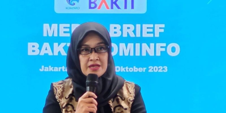 Direktur Utama BAKTI Kominfo Fadhilah Mathar di Jakarta, Selasa (24/10/2023). (Foto: Dok. Antara/Livia Kristianti)