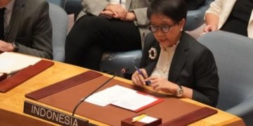 Menteri Luar Negeri RI Retno Marsudi berbicara dalam "High-Level Open Debate" Dewan Keamanan PBB mengenai situasi di Timur Tengah, yang berlangsung di New York pada Selasa (24/10/2023). (Foto: Dok. /HO-Kemlu RI)