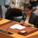 Menteri Luar Negeri RI Retno Marsudi berbicara dalam "High-Level Open Debate" Dewan Keamanan PBB mengenai situasi di Timur Tengah, yang berlangsung di New York pada Selasa (24/10/2023). (Foto: Dok. /HO-Kemlu RI)